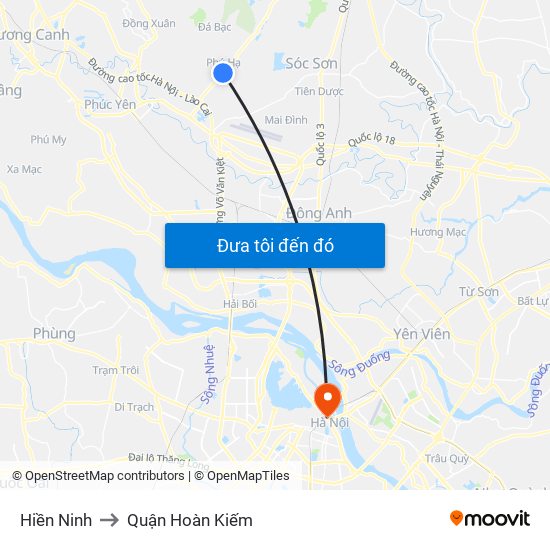 Hiền Ninh to Quận Hoàn Kiếm map