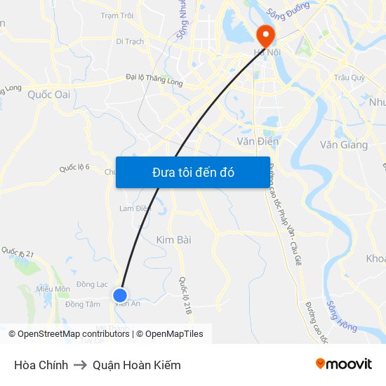 Hòa Chính to Quận Hoàn Kiếm map