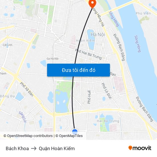 Bách Khoa to Quận Hoàn Kiếm map