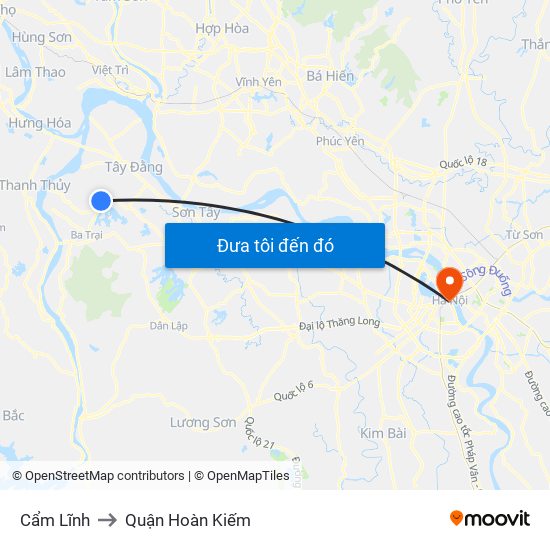 Cẩm Lĩnh to Quận Hoàn Kiếm map