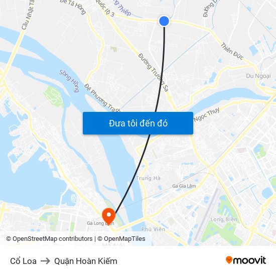 Cổ Loa to Quận Hoàn Kiếm map