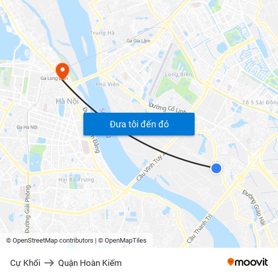 Cự Khối to Quận Hoàn Kiếm map