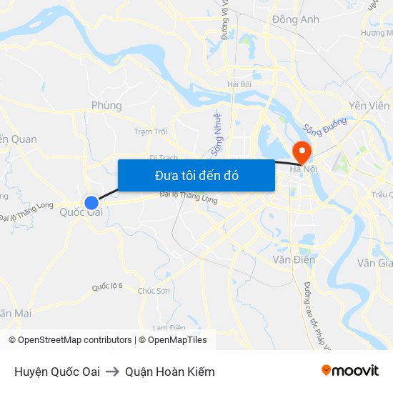 Huyện Quốc Oai to Quận Hoàn Kiếm map