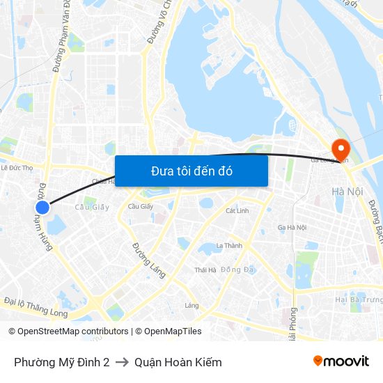 Phường Mỹ Đình 2 to Quận Hoàn Kiếm map