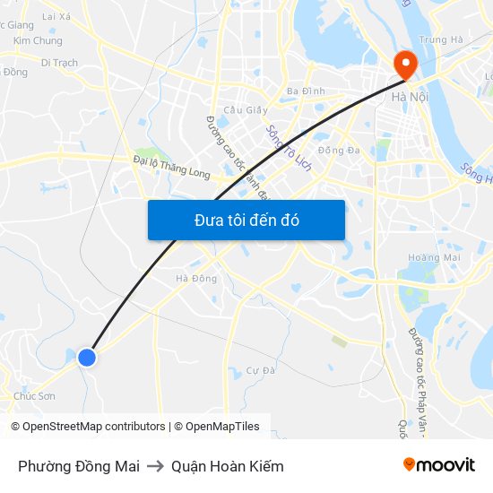 Phường Đồng Mai to Quận Hoàn Kiếm map