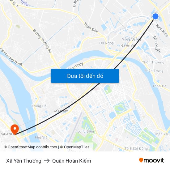 Xã Yên Thường to Quận Hoàn Kiếm map