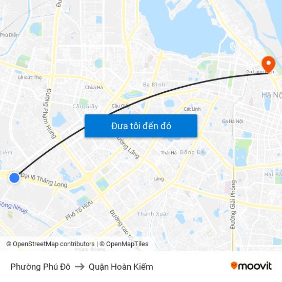 Phường Phú Đô to Quận Hoàn Kiếm map