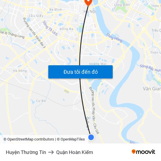 Huyện Thường Tín to Quận Hoàn Kiếm map