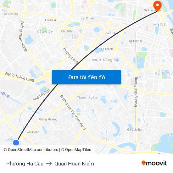 Phường Hà Cầu to Quận Hoàn Kiếm map