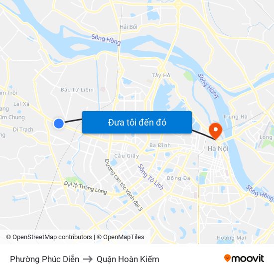 Phường Phúc Diễn to Quận Hoàn Kiếm map