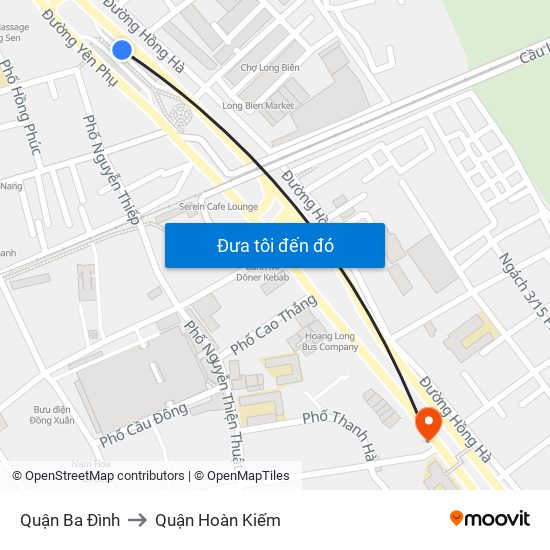 Quận Ba Đình to Quận Hoàn Kiếm map