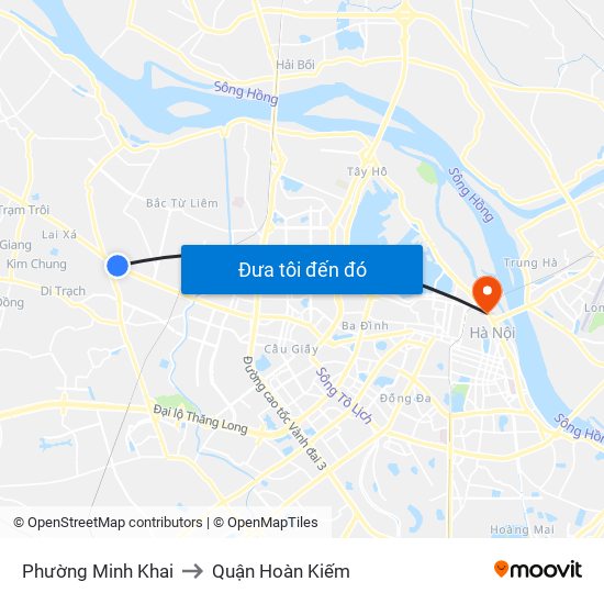 Phường Minh Khai to Quận Hoàn Kiếm map