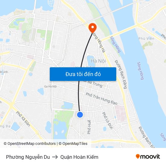 Phường Nguyễn Du to Quận Hoàn Kiếm map