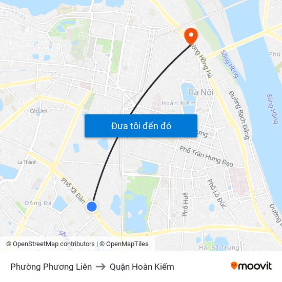 Phường Phương Liên to Quận Hoàn Kiếm map