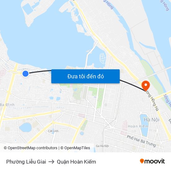 Phường Liễu Giai to Quận Hoàn Kiếm map