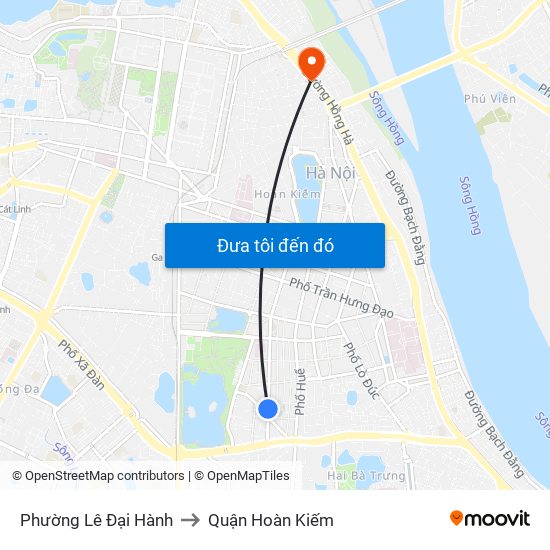 Phường Lê Đại Hành to Quận Hoàn Kiếm map