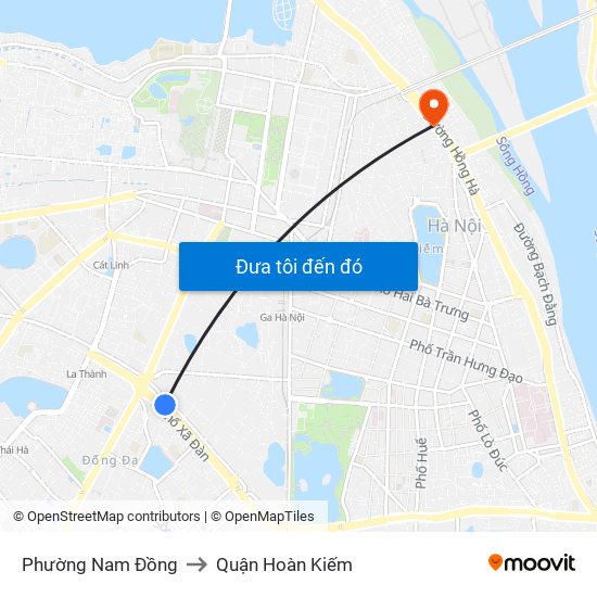 Phường Nam Đồng to Quận Hoàn Kiếm map