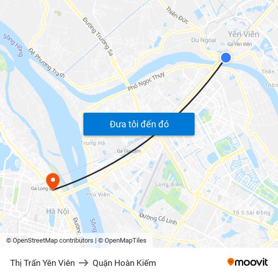 Thị Trấn Yên Viên to Quận Hoàn Kiếm map