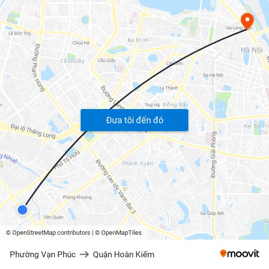 Phường Vạn Phúc to Quận Hoàn Kiếm map