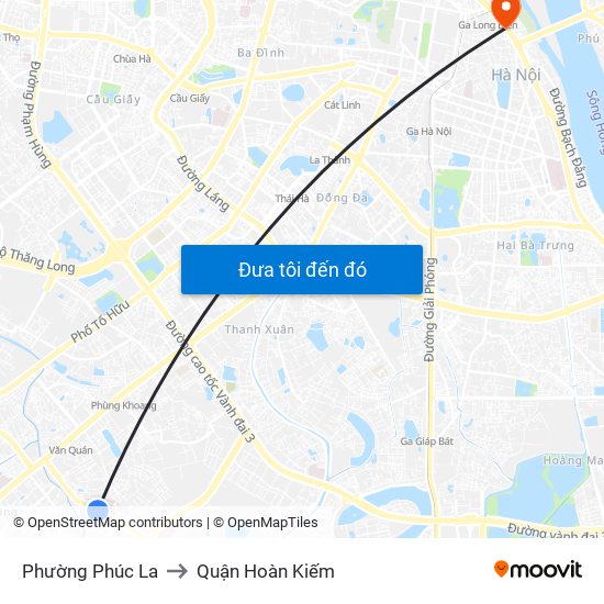 Phường Phúc La to Quận Hoàn Kiếm map