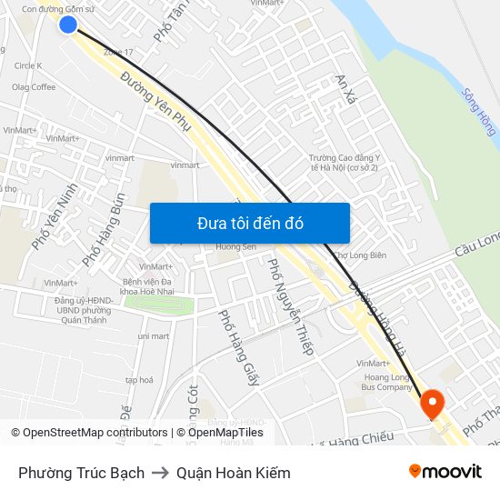 Phường Trúc Bạch to Quận Hoàn Kiếm map