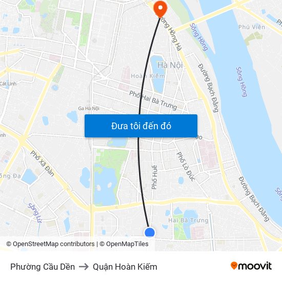 Phường Cầu Dền to Quận Hoàn Kiếm map