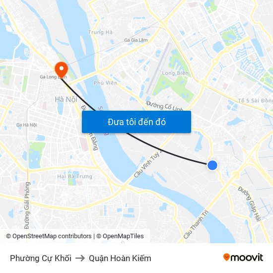 Phường Cự Khối to Quận Hoàn Kiếm map