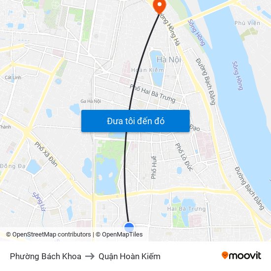 Phường Bách Khoa to Quận Hoàn Kiếm map