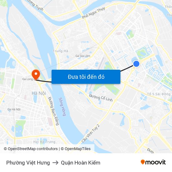 Phường Việt Hưng to Quận Hoàn Kiếm map