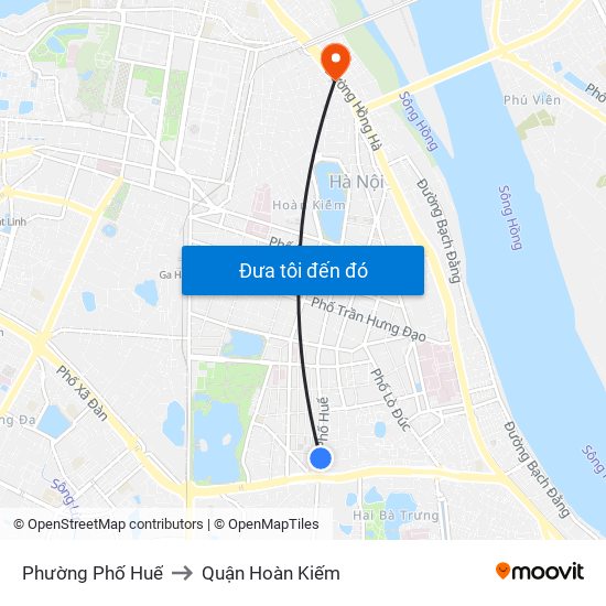 Phường Phố Huế to Quận Hoàn Kiếm map