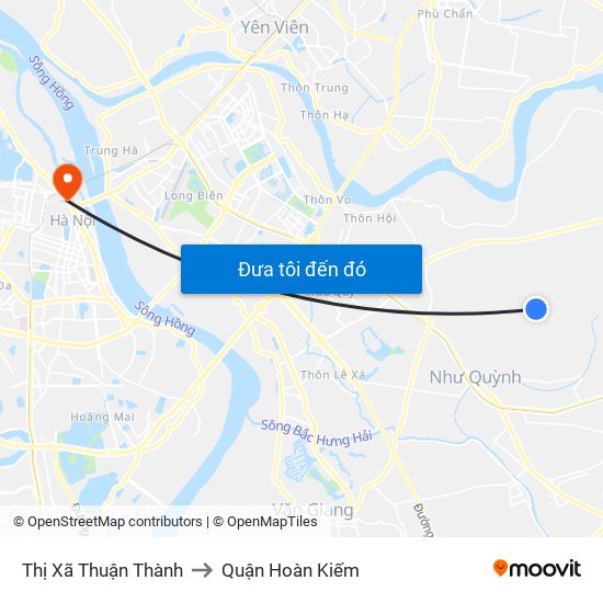 Thị Xã Thuận Thành to Quận Hoàn Kiếm map