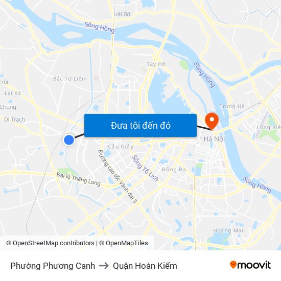 Phường Phương Canh to Quận Hoàn Kiếm map