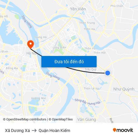 Xã Dương Xá to Quận Hoàn Kiếm map