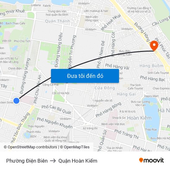 Phường Điện Biên to Quận Hoàn Kiếm map