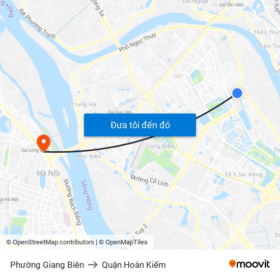 Phường Giang Biên to Quận Hoàn Kiếm map