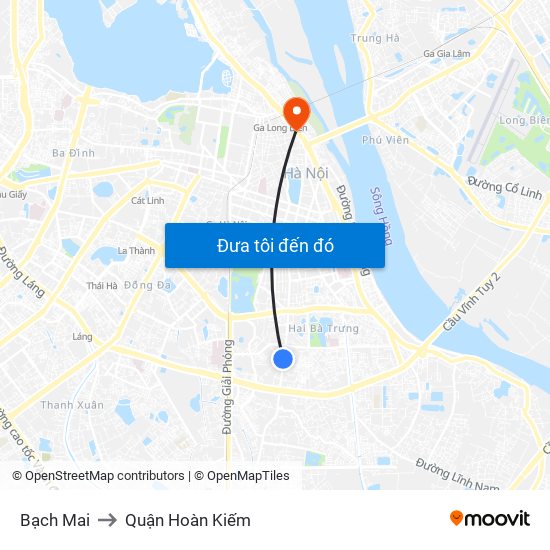 Bạch Mai to Quận Hoàn Kiếm map