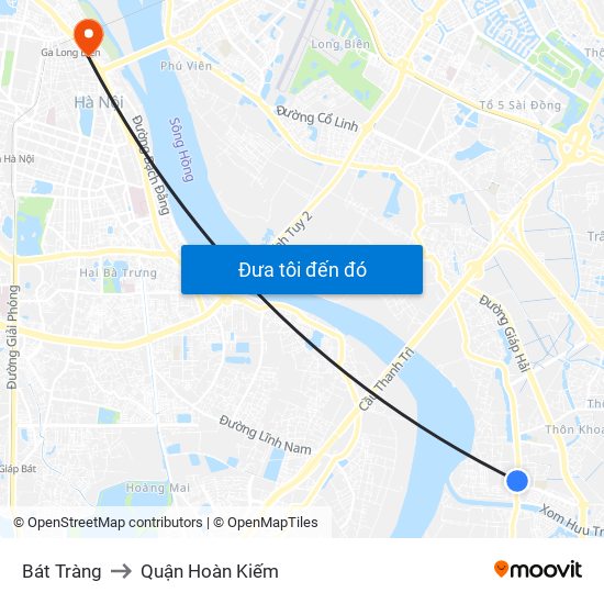 Bát Tràng to Quận Hoàn Kiếm map