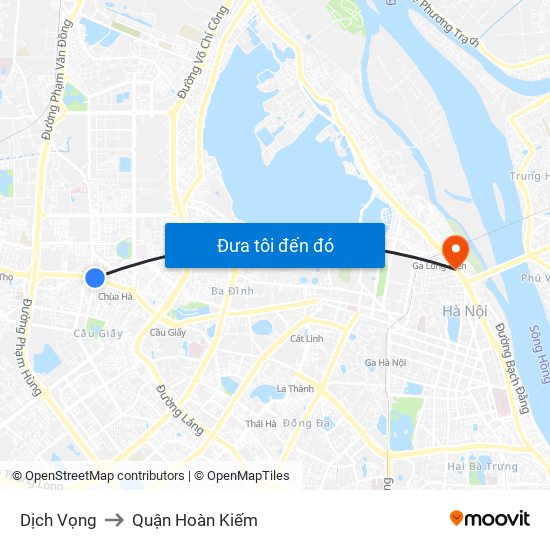 Dịch Vọng to Quận Hoàn Kiếm map