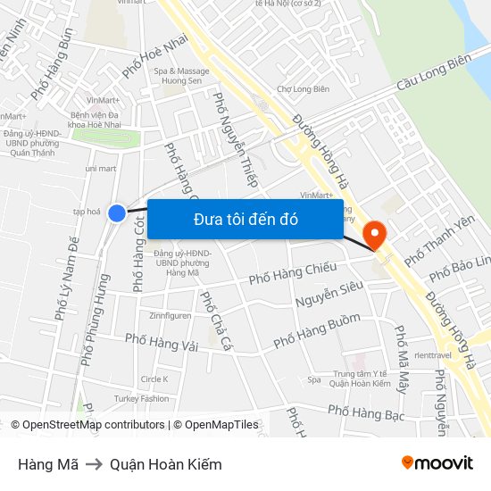 Hàng Mã to Quận Hoàn Kiếm map