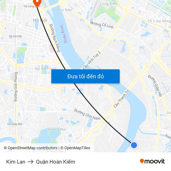 Kim Lan to Quận Hoàn Kiếm map