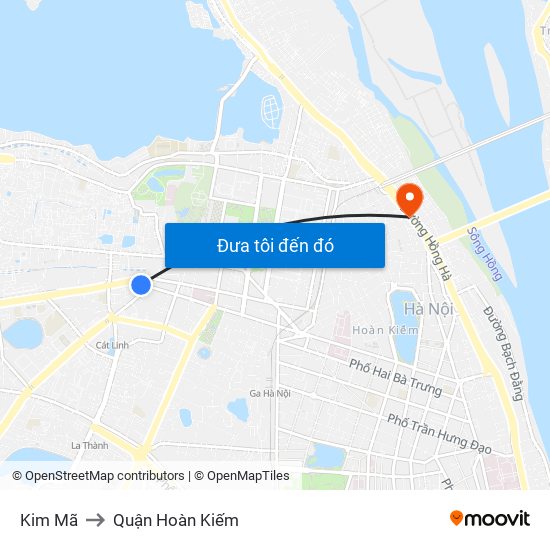 Kim Mã to Quận Hoàn Kiếm map