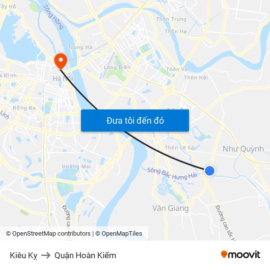 Kiêu Kỵ to Quận Hoàn Kiếm map