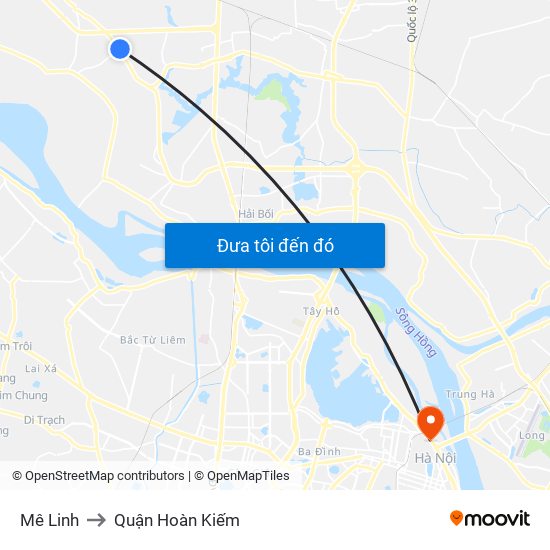 Mê Linh to Quận Hoàn Kiếm map