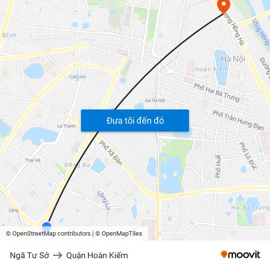 Ngã Tư Sở to Quận Hoàn Kiếm map