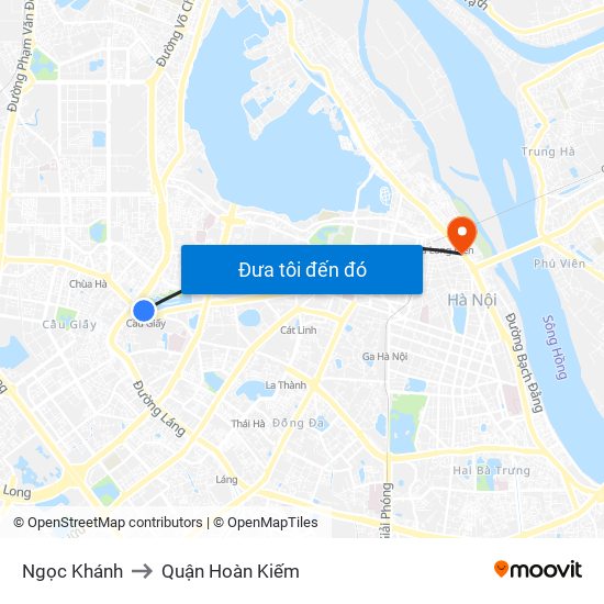 Ngọc Khánh to Quận Hoàn Kiếm map