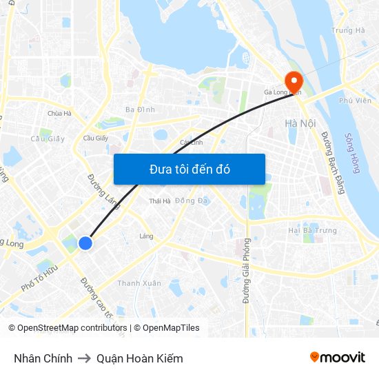 Nhân Chính to Quận Hoàn Kiếm map