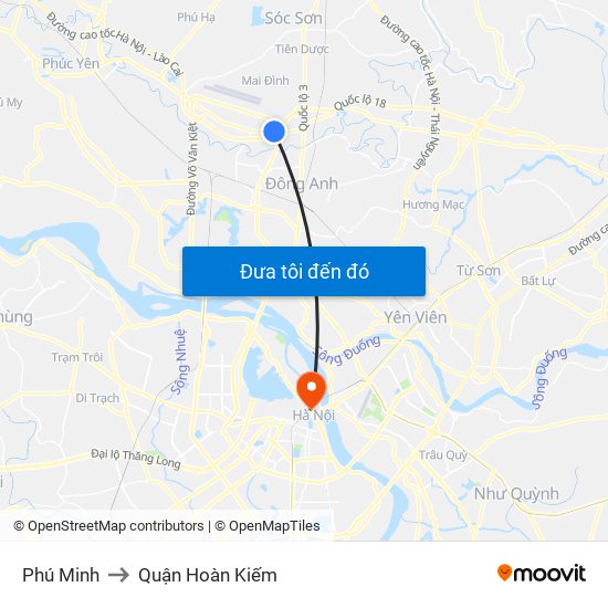 Phú Minh to Quận Hoàn Kiếm map