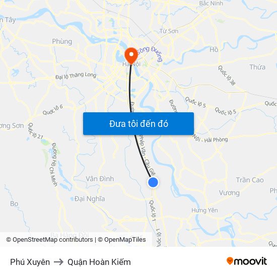 Phú Xuyên to Quận Hoàn Kiếm map