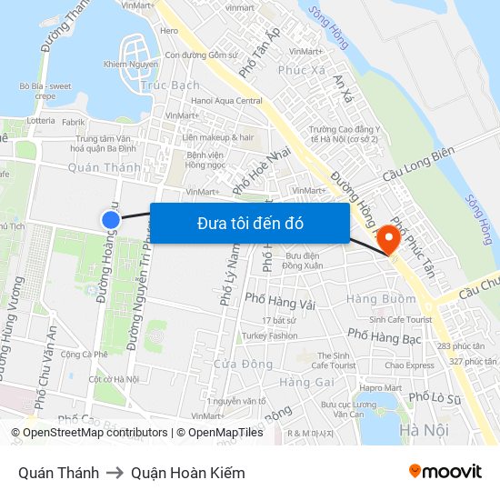 Quán Thánh to Quận Hoàn Kiếm map