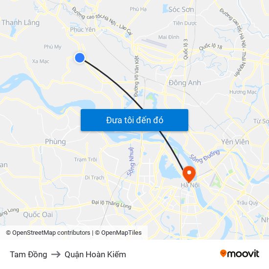 Tam Đồng to Quận Hoàn Kiếm map